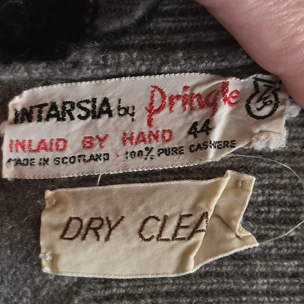 Vintage Pringle Scotland Cashmere Argyle Sweater Made in Scotland 44